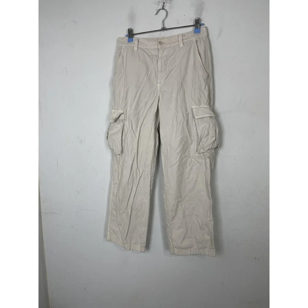 Madewell Womens Pants 27‎ Beige Cargo Pockets Relaxed Utility Cotton Low-Slung